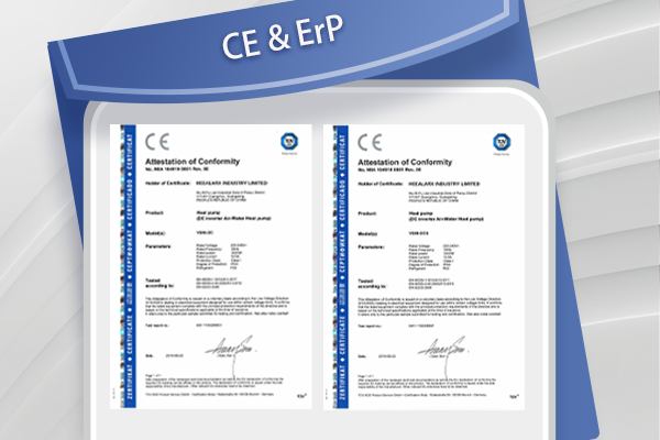 Full Range of HEEALARX House Heating Heat Pump Attain CE & ErP Certification